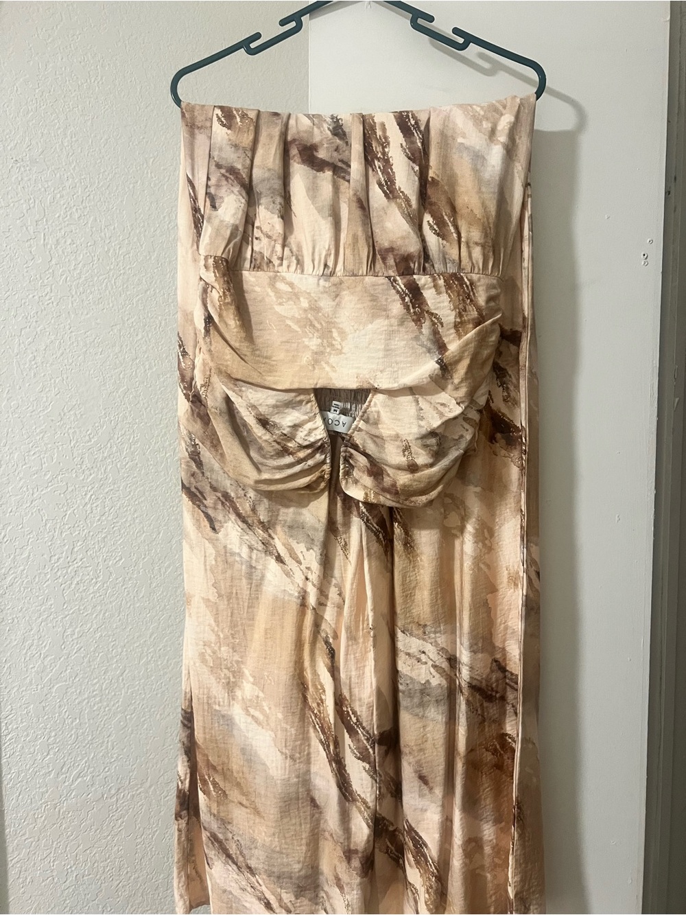 Strapless Marble-Print Wide-Leg Jumpsuit - Beige Marble - Picture 3 of 4